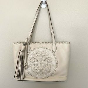 Brighton Gabriella Medallion Tote Leather Off White Handbag Ferrara collection